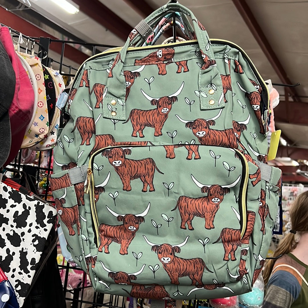 Highland Cow Backpack Diaper Bag