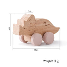Load image into Gallery viewer, 1 pc Beech Wood Montessori Toy Dinosaur with wheels-7
