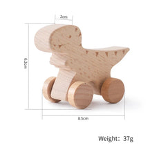 Load image into Gallery viewer, 1 pc Beech Wood Montessori Toy Dinosaur with wheels-5