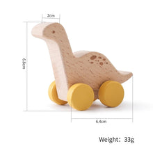 Load image into Gallery viewer, 1 pc Beech Wood Montessori Toy Dinosaur with wheels-8