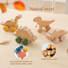Load image into Gallery viewer, 1 pc Beech Wood Montessori Toy Dinosaur with wheels-1