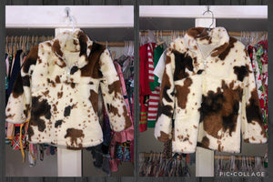 (Copy) Cow Print Fluffy Pullover B/W