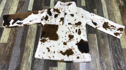 Cow Print Fluffy Pullover