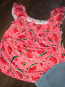 Watermelon Denim Short Set